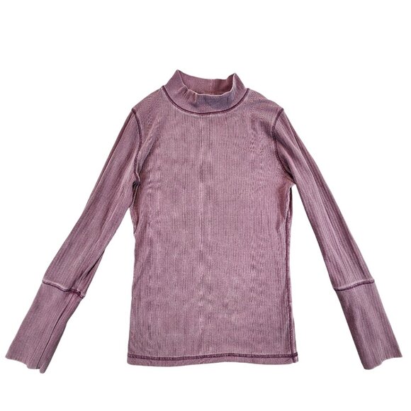 Free People Intimately FP Coyote Rickie Top Ribbed Long Sleeve Mock Neck Purple - Picture 1 of 10